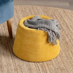 Online Kirklands Home Spice Chenille Mushroom Storage Ottoman Yellow