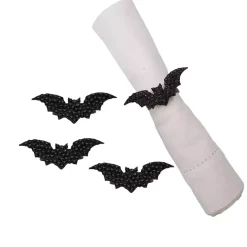 Online Kirklands Home Spooky Bat Stone Napkin Rings, Set of 4 Black