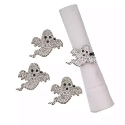 Sale Kirklands Home Spooky Ghost Stone Napkin Rings, Set of 4 Silver