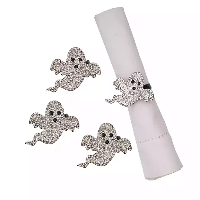 Sale Kirklands Home Spooky Ghost Stone Napkin Rings, Set of 4 Silver