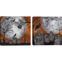 Online Kirklands Home Spooky Graveyard Canvas Art Prints, Set of 2