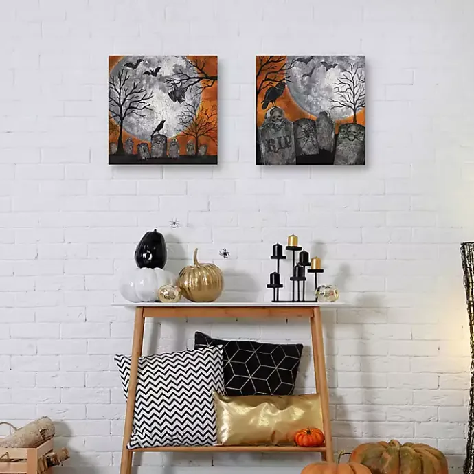 Online Kirklands Home Spooky Graveyard Canvas Art Prints, Set of 2