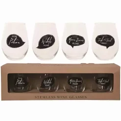 Online Kirklands Home Spooky Sentiment Stemless Wine Glasses, Set of 4