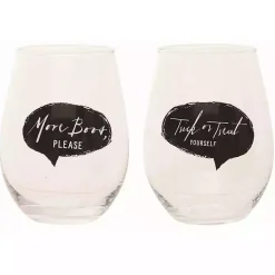 Online Kirklands Home Spooky Sentiment Stemless Wine Glasses, Set of 4