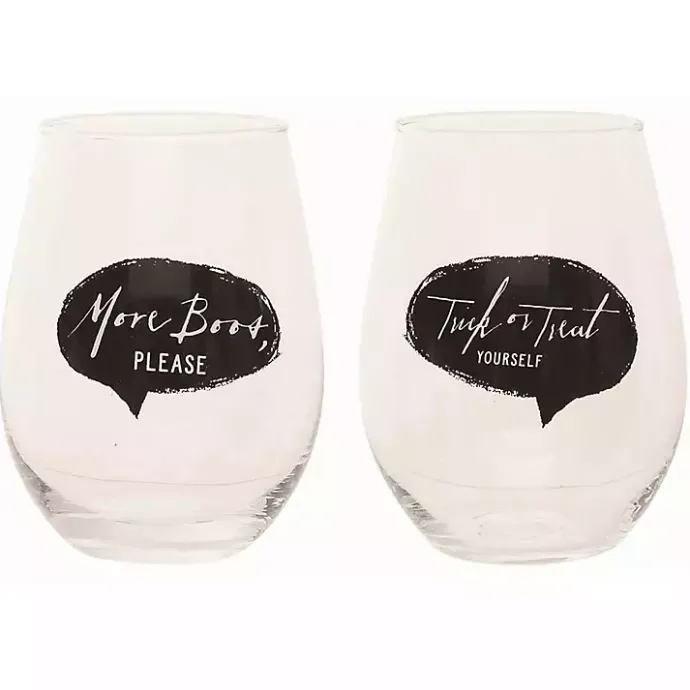 Online Kirklands Home Spooky Sentiment Stemless Wine Glasses, Set of 4