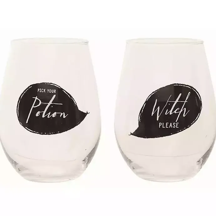 Online Kirklands Home Spooky Sentiment Stemless Wine Glasses, Set of 4