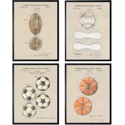 Sale Kirklands Home Sports Ball Patents Framed Art Prints Multi