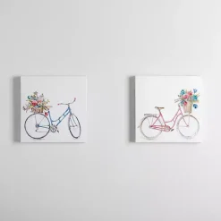 Clearance Kirklands Home Spring Bicycles Canvas Art Prints, Set of 2
