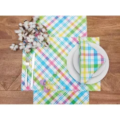 New Kirklands Home Spring Blossom Plaid Placemats, Set of 6 Multi