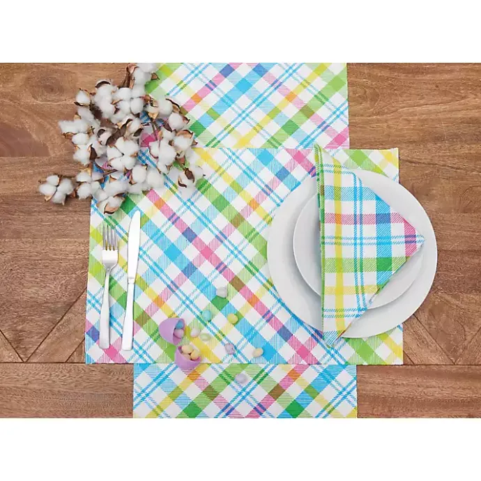 New Kirklands Home Spring Blossom Plaid Placemats, Set of 6 Multi