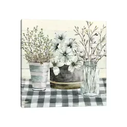 Outlet Kirklands Home Spring Floral Gingham Canvas Art Print