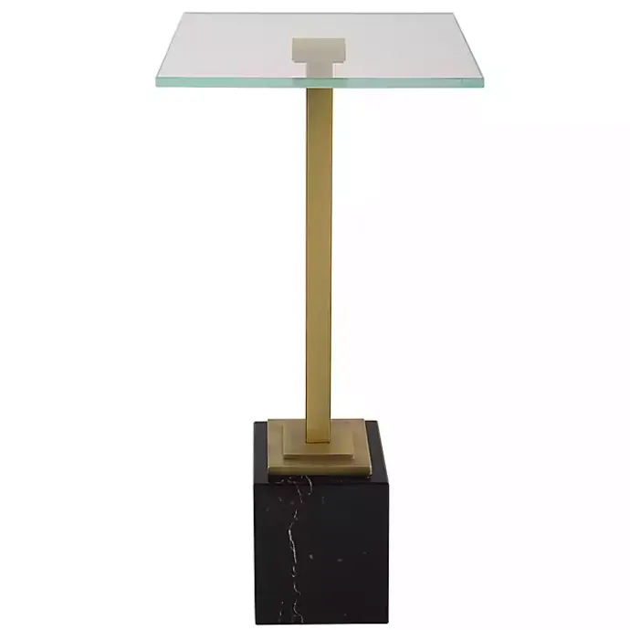Kirklands Home Square Glass and Marble Accent Table Black