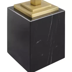 Kirklands Home Square Glass and Marble Accent Table Black