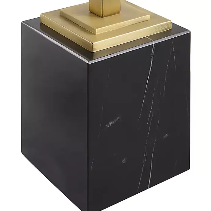 Kirklands Home Square Glass and Marble Accent Table Black