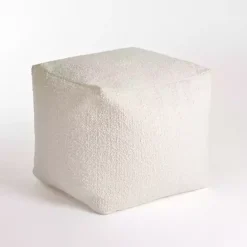 Clearance Kirklands Home Square Boucle Pouf Ivory