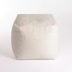 Clearance Kirklands Home Square Boucle Pouf Ivory