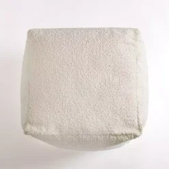 Clearance Kirklands Home Square Boucle Pouf Ivory