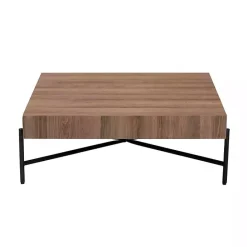Hot Kirklands Home Square Light Wood X Base Coffee Table Brown