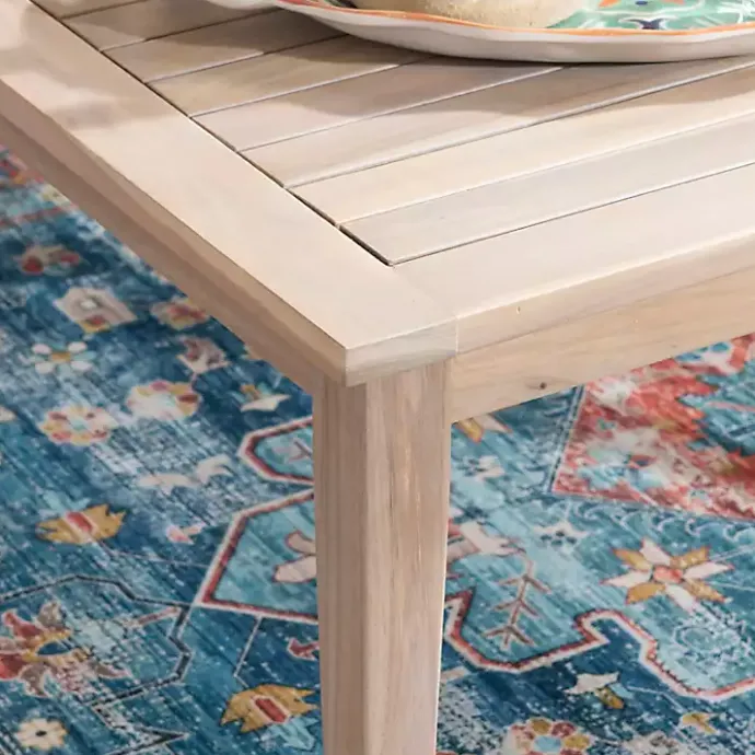 Sale Kirklands Home Square Natural Wood Slatted Outdoor Coffee Table Tan