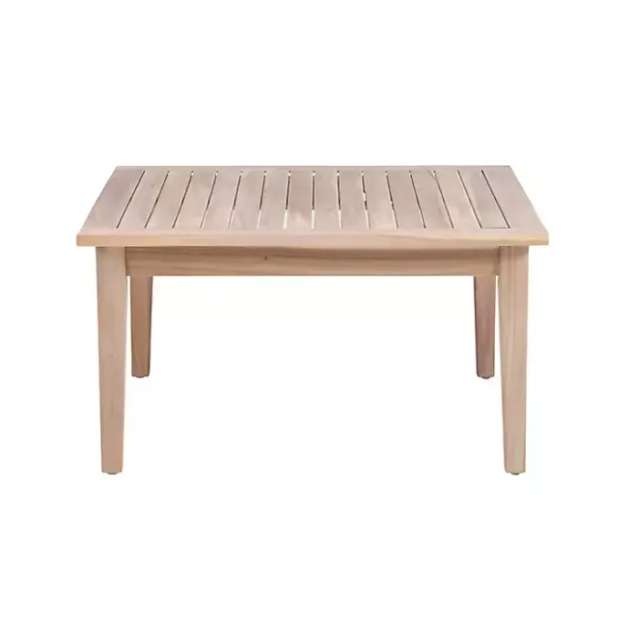 Sale Kirklands Home Square Natural Wood Slatted Outdoor Coffee Table Tan