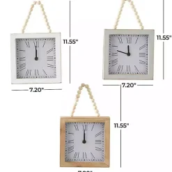 New Kirklands Home Square Wood Beaded Wall Clocks, Set of 3