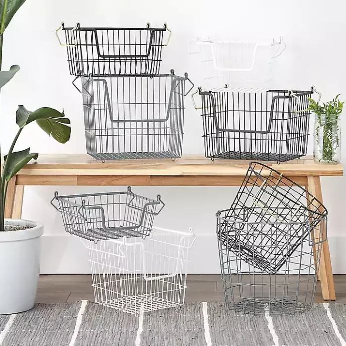 Hot Kirklands Home Stackable Wire Kitchen Basket, 8 in. Black