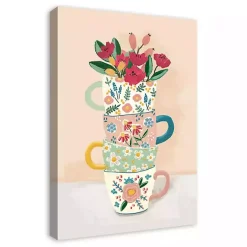 Sale Kirklands Home Stacked Floral Mugs Canvas Art Print