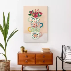 Sale Kirklands Home Stacked Floral Mugs Canvas Art Print