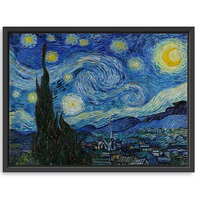 Clearance Kirklands Home Starry Night Framed Canvas Art Print, 32x42 Blue