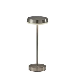 Outlet Kirklands Home Steel Metal Disc Frosted Light Cordless Table Lamp Silver