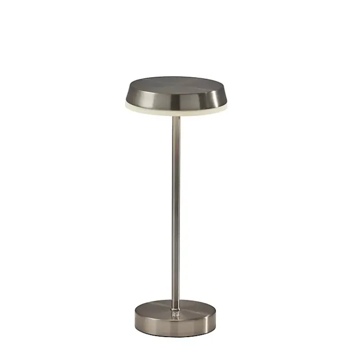 Outlet Kirklands Home Steel Metal Disc Frosted Light Cordless Table Lamp Silver