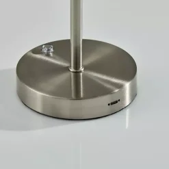 Outlet Kirklands Home Steel Metal Disc Frosted Light Cordless Table Lamp Silver