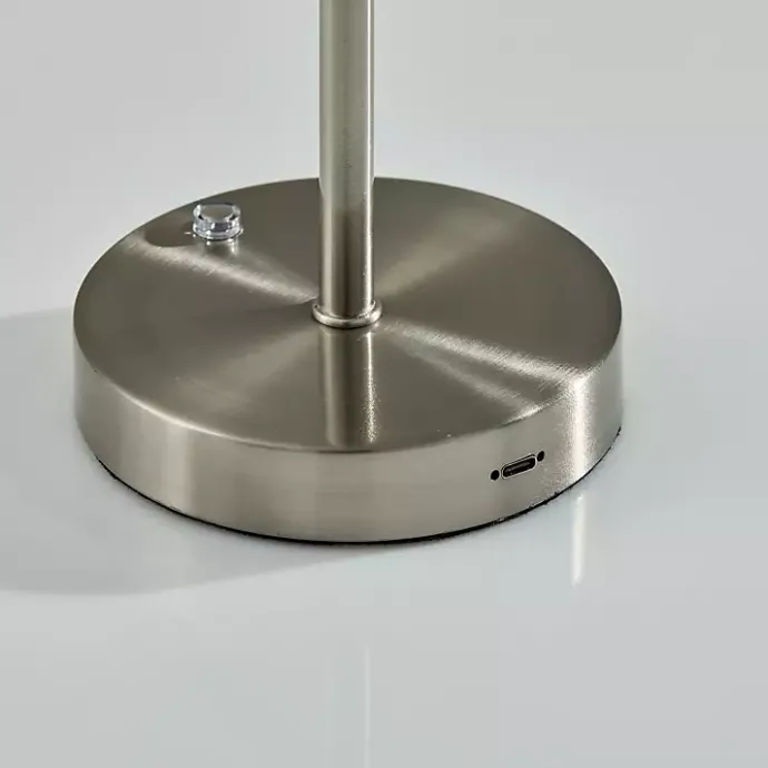 Outlet Kirklands Home Steel Metal Disc Frosted Light Cordless Table Lamp Silver