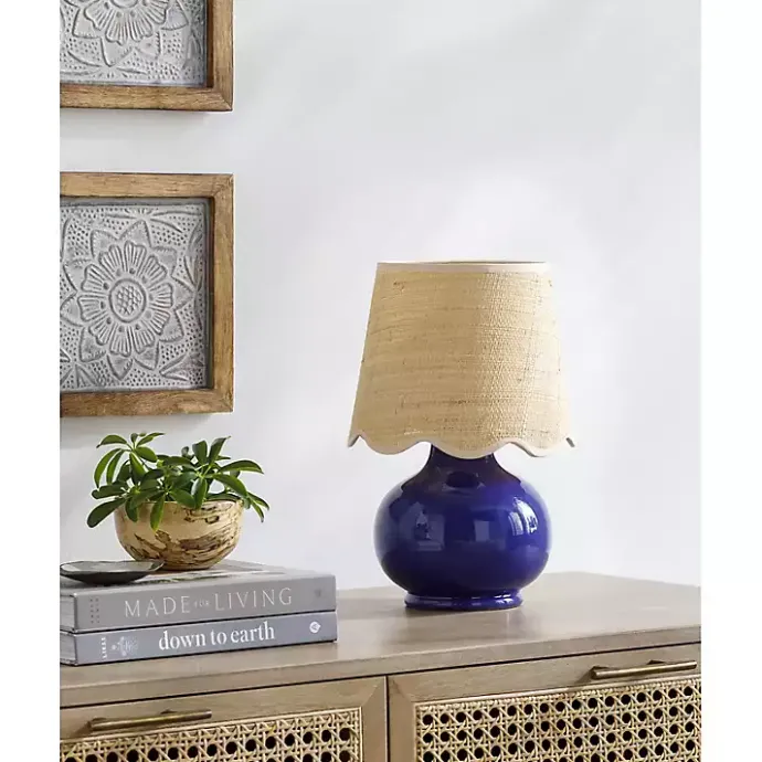 Clearance Kirklands Home Stella Diminuta Table Lamp with Woven Shade Blue