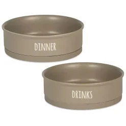 Best Kirklands Home Stone Dinner & Drinks 2-pc. Pet Bowl Set, 8 in. Tan