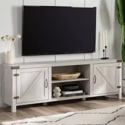 New Kirklands Home Stone Barn Door TV Stand Gray