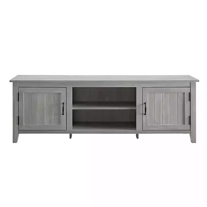 Clearance Kirklands Home Stone Grooved Door Modern Farmhouse TV Stand Gray
