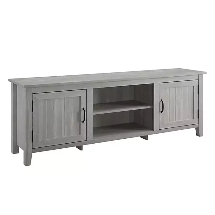 Clearance Kirklands Home Stone Grooved Door Modern Farmhouse TV Stand Gray