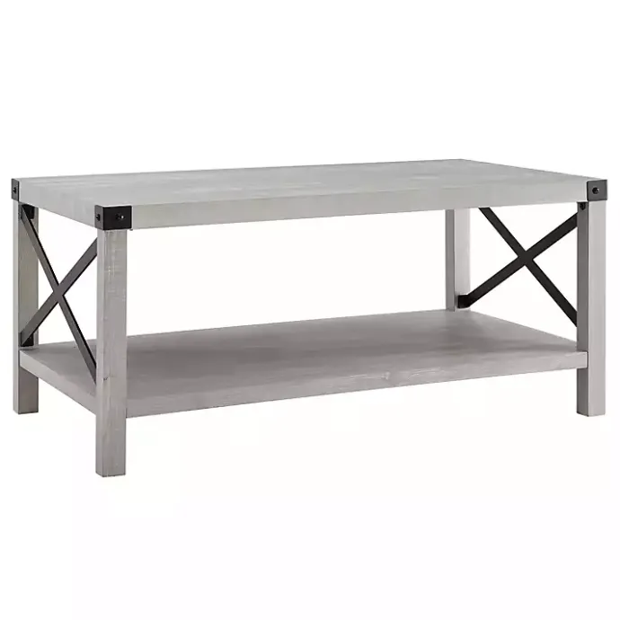 New Kirklands Home Stone Modern Farmhouse Coffee Table Gray
