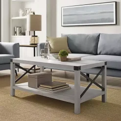 New Kirklands Home Stone Modern Farmhouse Coffee Table Gray