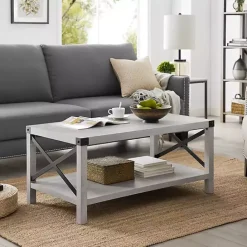 New Kirklands Home Stone Modern Farmhouse Coffee Table Gray