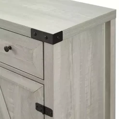 Kirklands Home Stone Rustic Barndoor Cabinet Gray