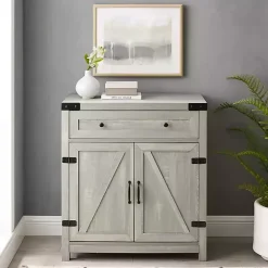Kirklands Home Stone Rustic Barndoor Cabinet Gray