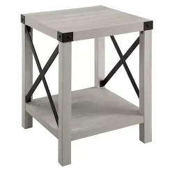 Hot Kirklands Home Stone Rustic Wood Accent Table Gray