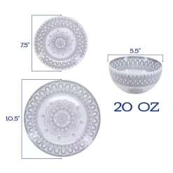 Discount Kirklands Home Stone Lila Patterned 12-pc. Dinnerware Set