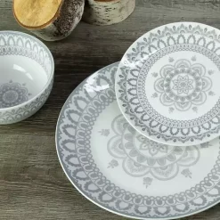 Discount Kirklands Home Stone Lila Patterned 12-pc. Dinnerware Set