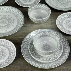 Discount Kirklands Home Stone Lila Patterned 12-pc. Dinnerware Set