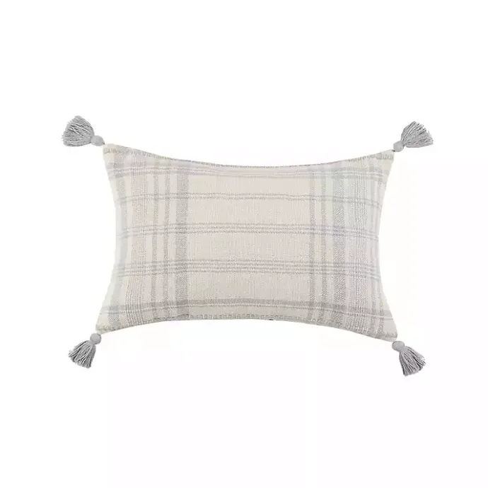 Online Kirklands Home Stone Plaid Cotton Lumbar Pillow