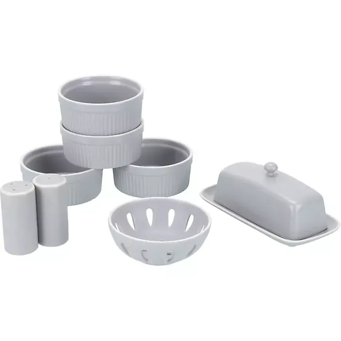Sale Kirklands Home Stone Stoneware 7-pc. Kitchen Accessories Set Gray
