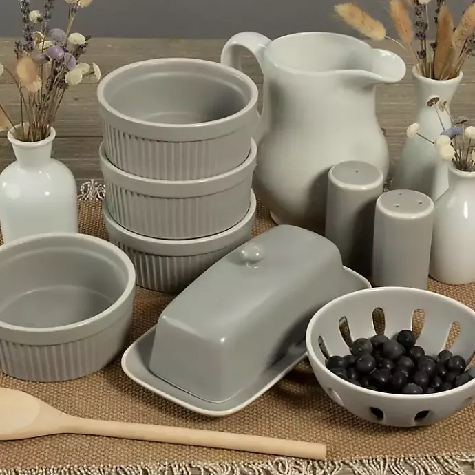 Sale Kirklands Home Stone Stoneware 7-pc. Kitchen Accessories Set Gray